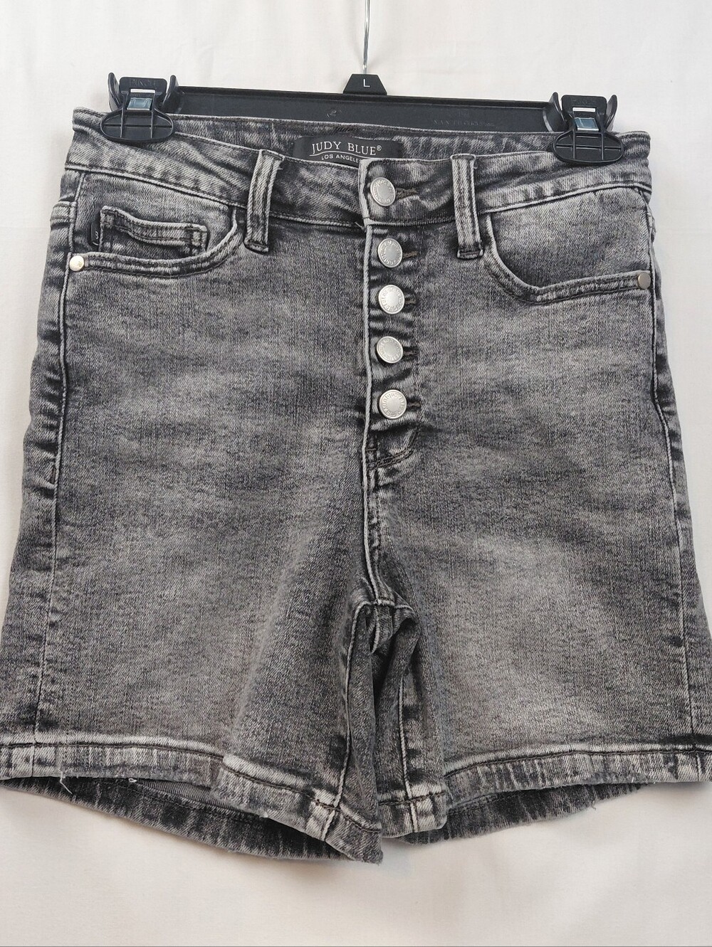Judy Blue Acid Wash Black Denim Shorts Women's Size Small Button Fly‎